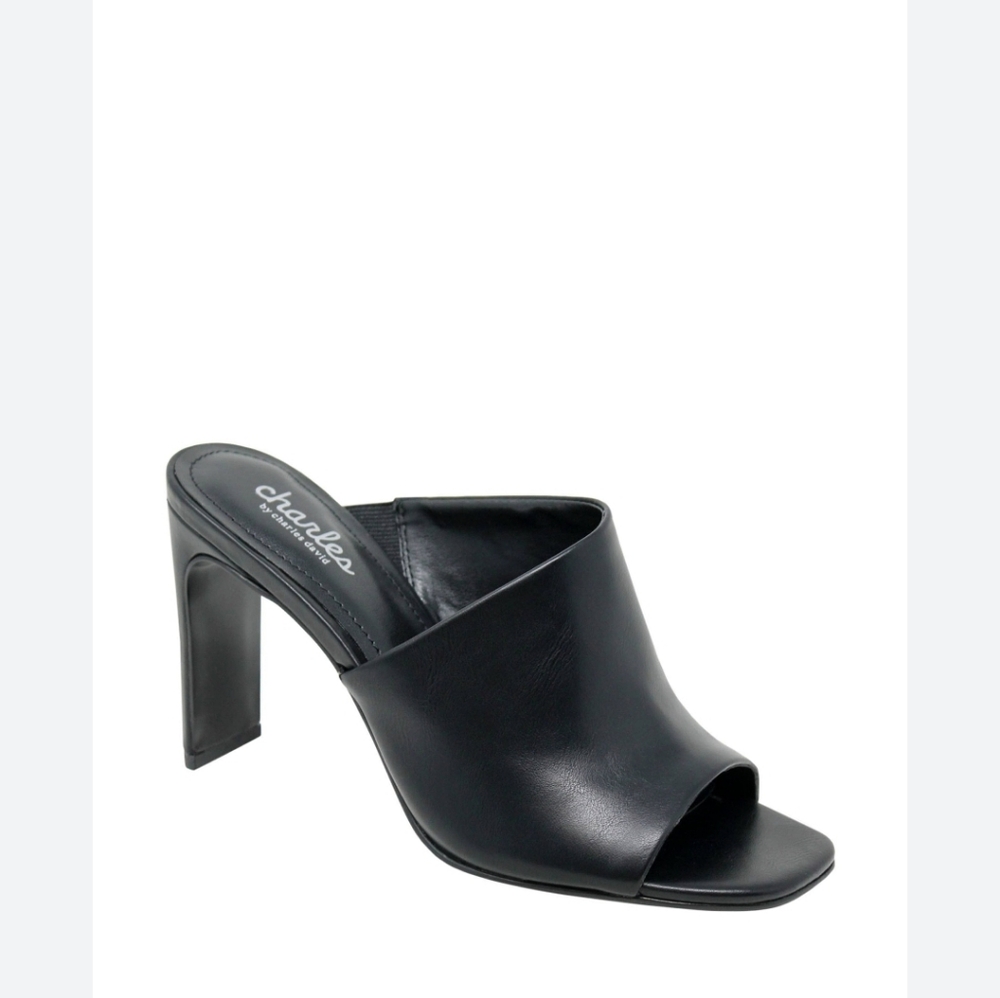 Charles & Keith Black Leather Mules